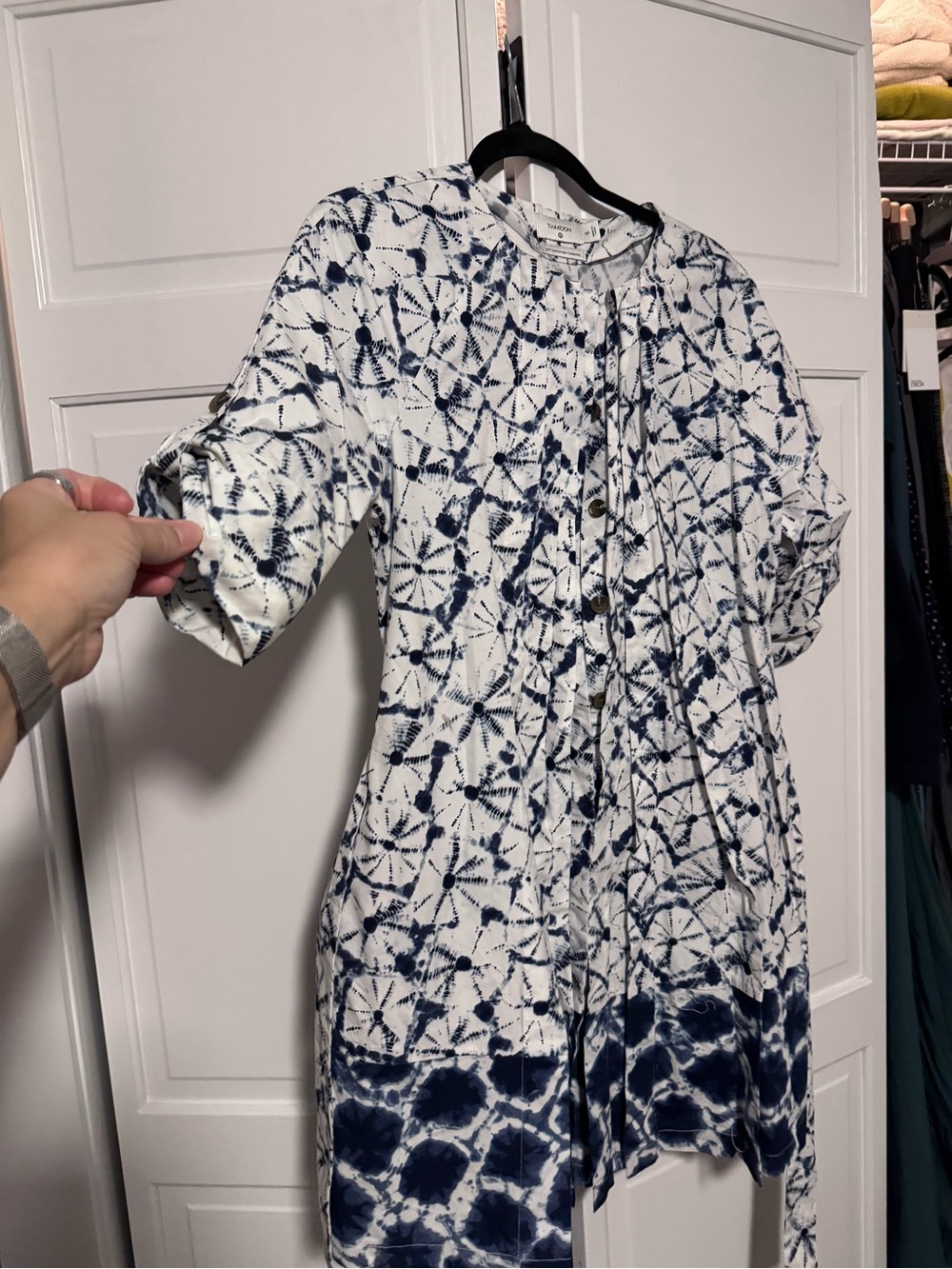 Thakoon Navy and White Tie-Dye Mini Dress